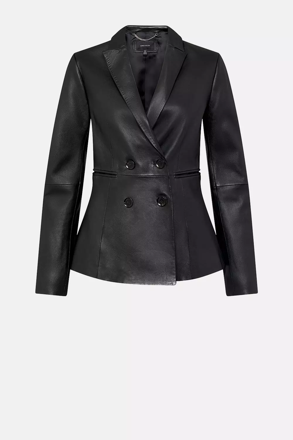 Black leather double breasted blazer sale