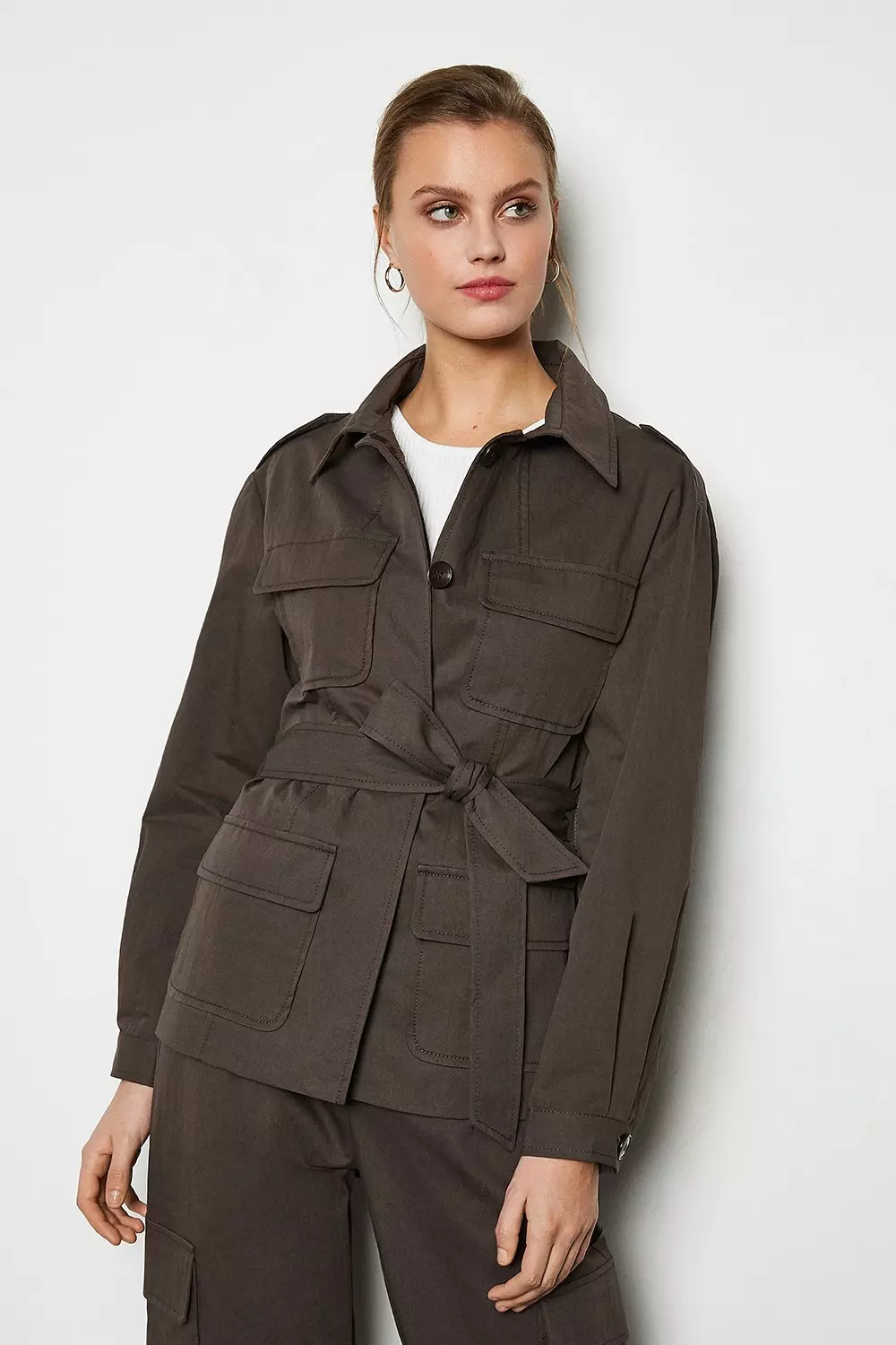 Tie waist utility jacket store