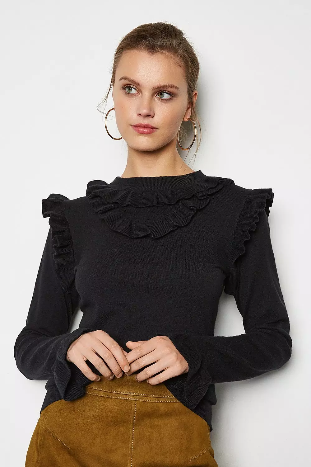 Ruffle Collar Long Sleeve Jumper Karen Millen