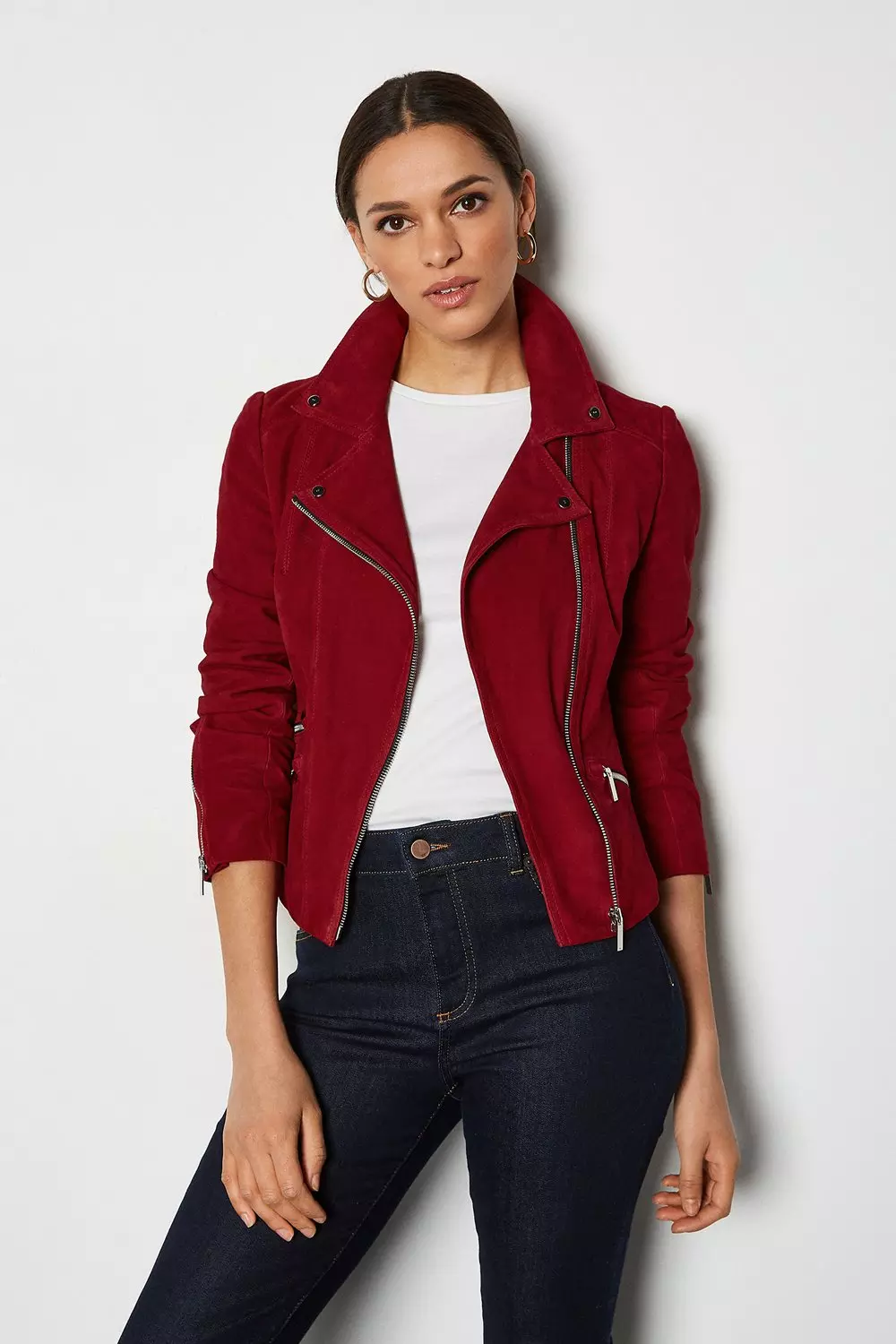 Suede Signature Biker Jacket Karen Millen