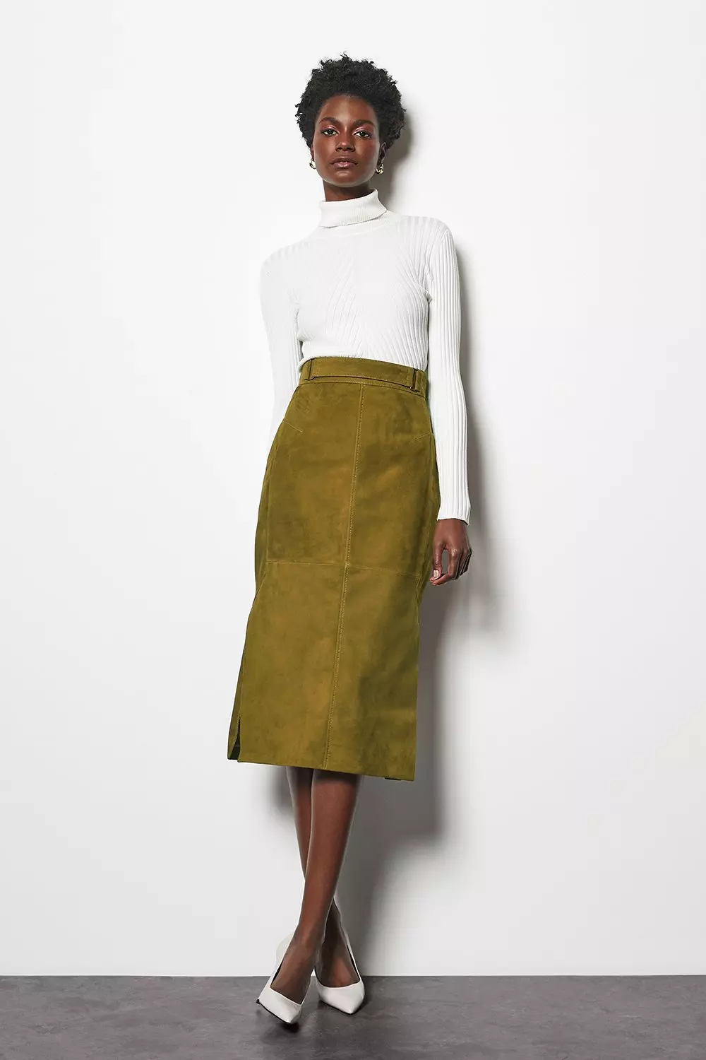 Suede Side Split Pencil Skirt Karen Millen