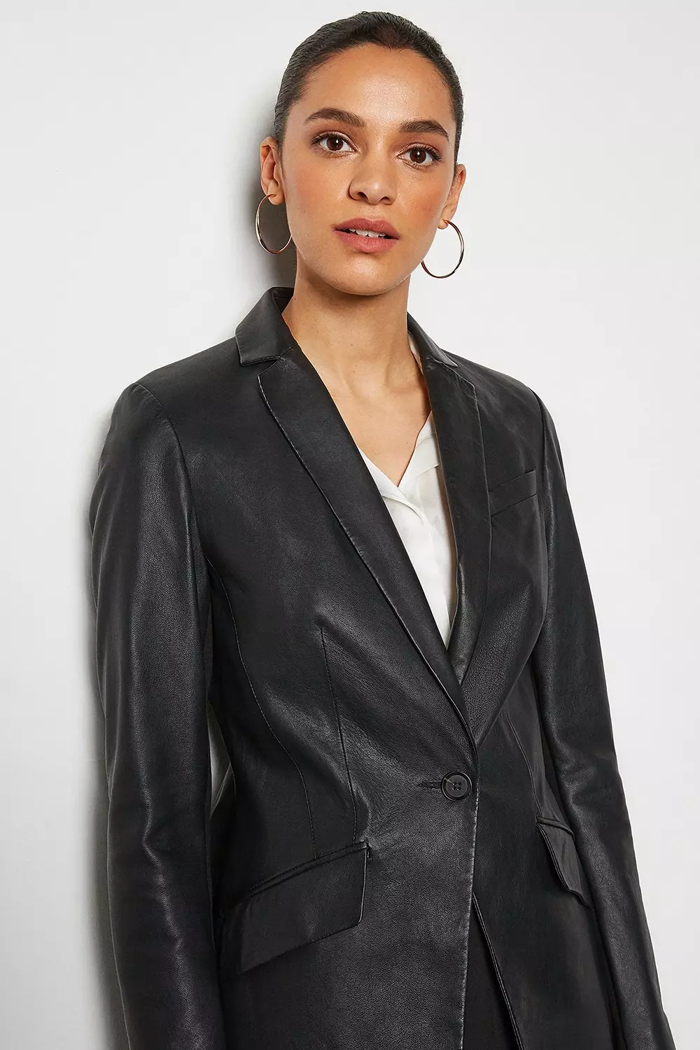 Leather blazer cheap sale