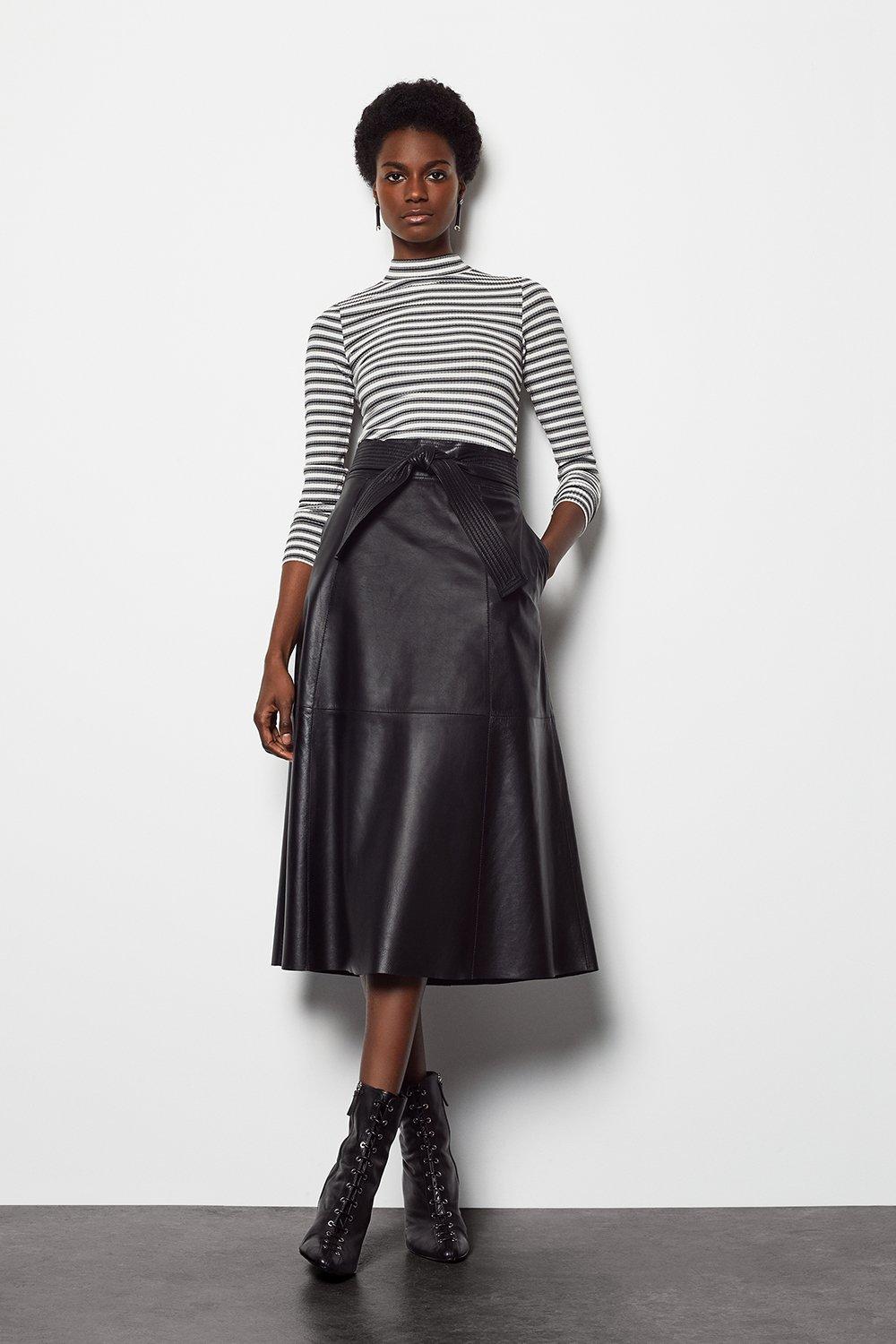 Karen millen pleated leather skirt hotsell