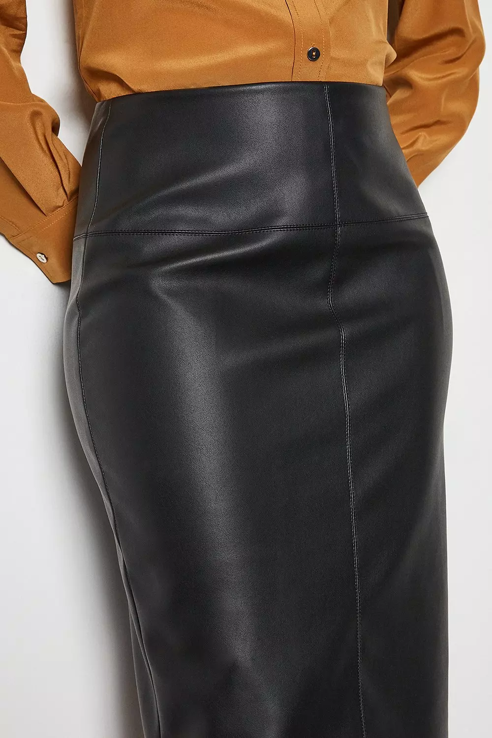 Karen millen faux shops leather skirt