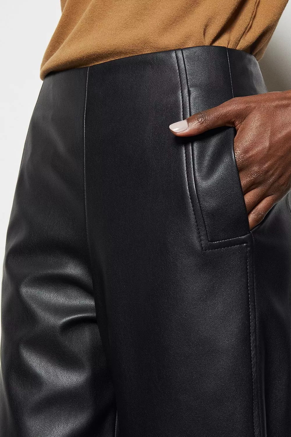 Cropped Faux Leather Pants | Karen Millen