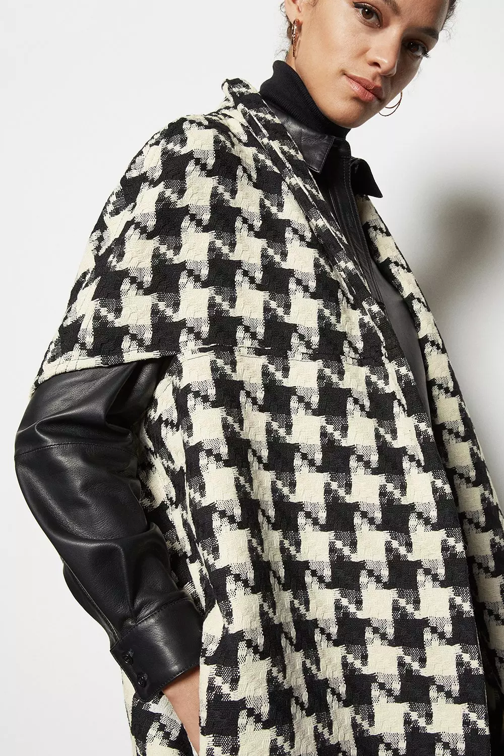 Houndstooth cape coat best sale