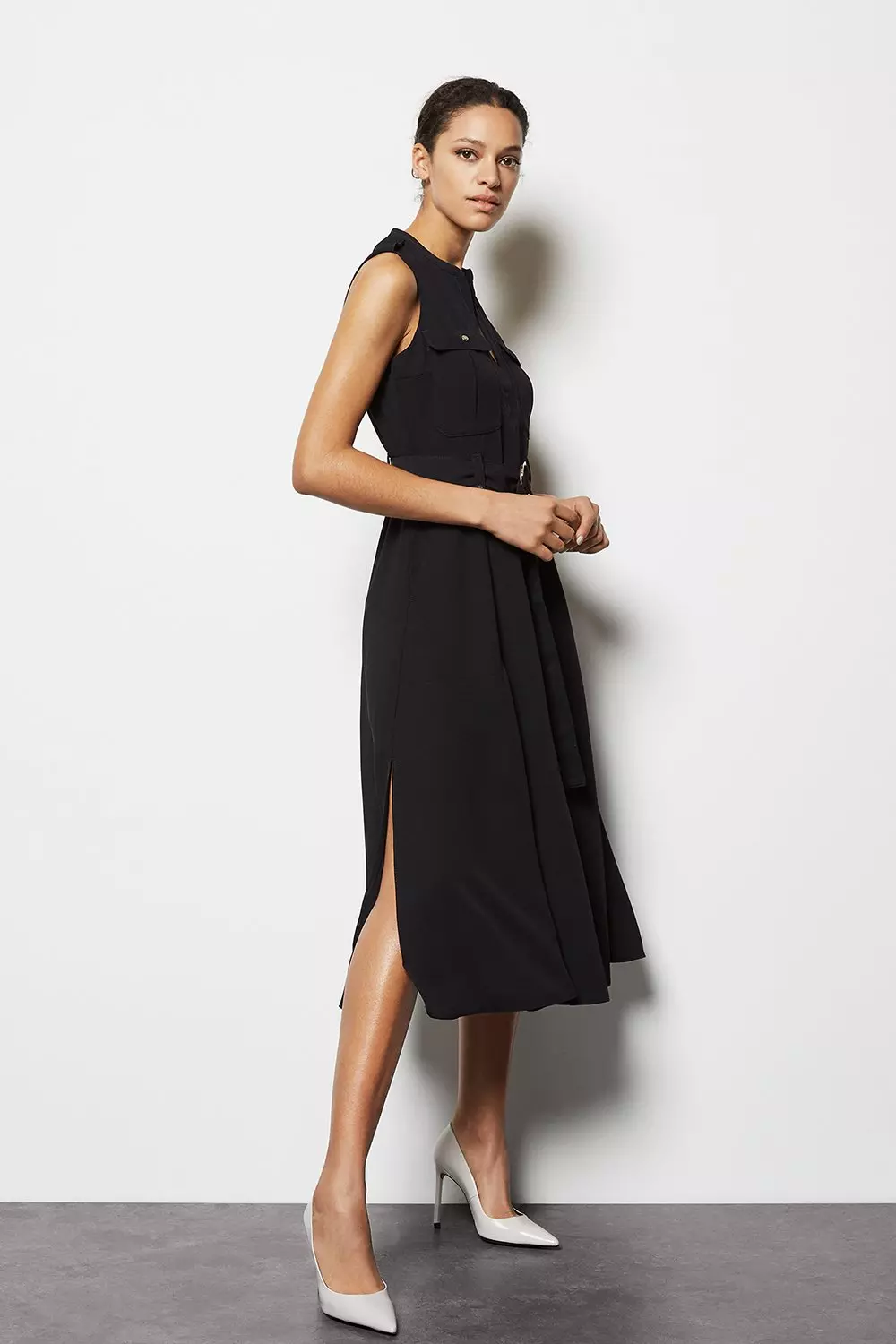 【KAREN MILLEN】テーラードベルト付きマキシシャツドレス akk99624_black_xl?$