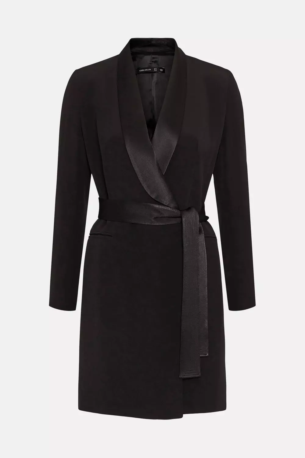 関税送料込★SALE★完売間近ラスト★KarenMillen★Wrapドレス Tailored Tuxedo Wrap Mini Dress | Karen Millen