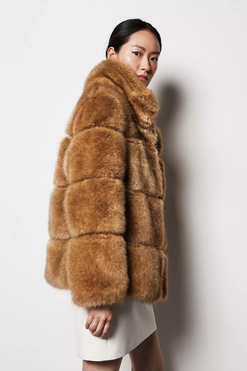 Textured fur coat sales