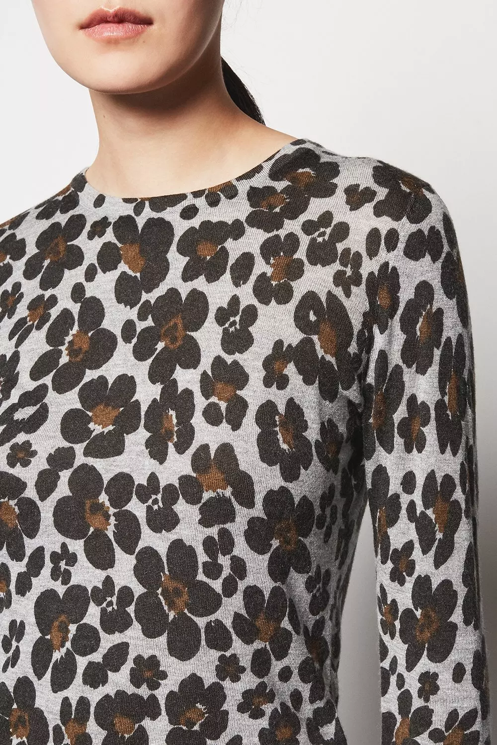 Floral Leopard Print Boxy Jumper Karen Millen