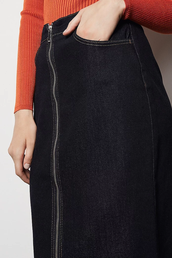 Zip Through Denim Pencil Skirt | Karen Millen Zip Through Denim Pencil Skirt | Karen Millen