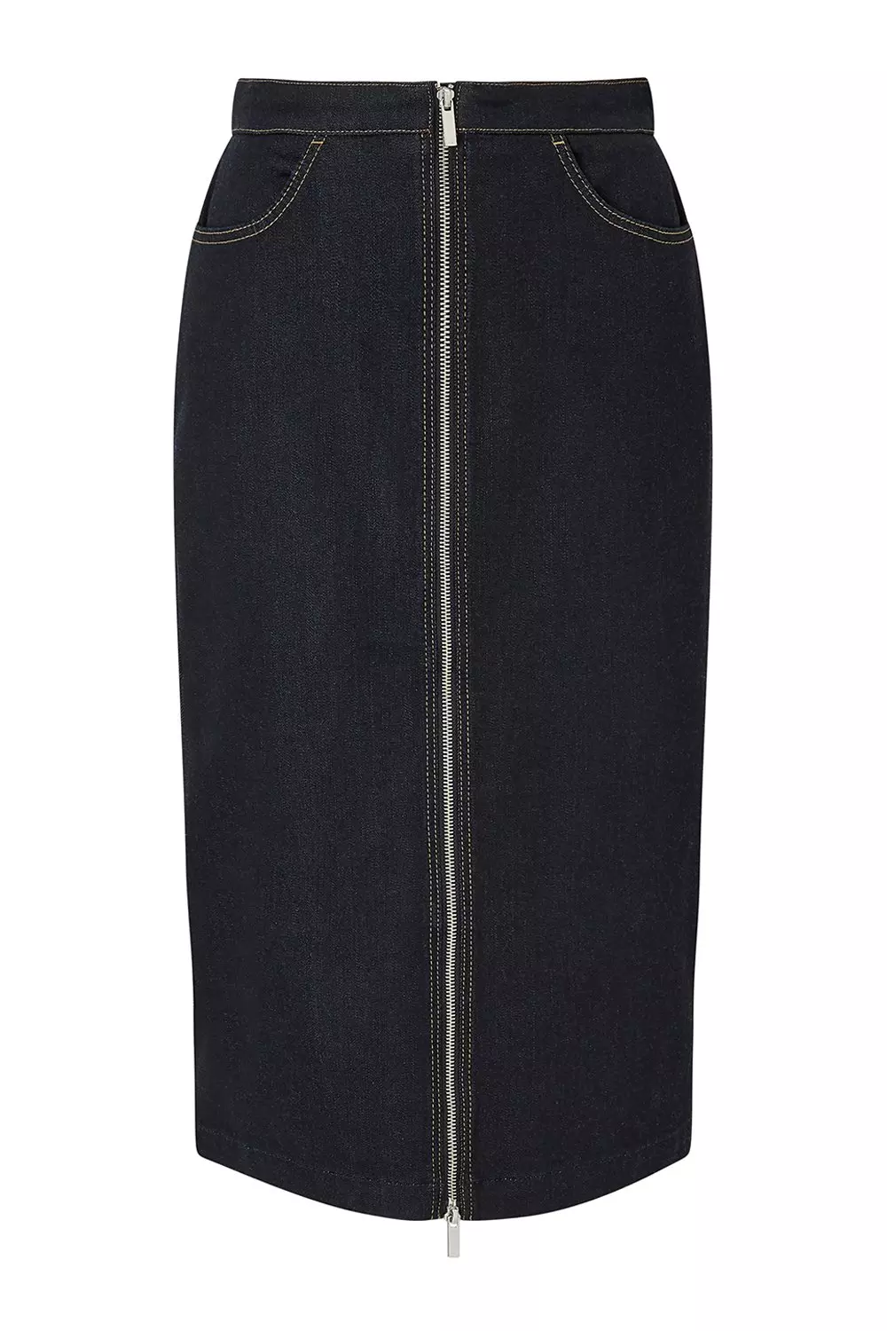 Zip Through Denim Pencil Skirt Karen Millen