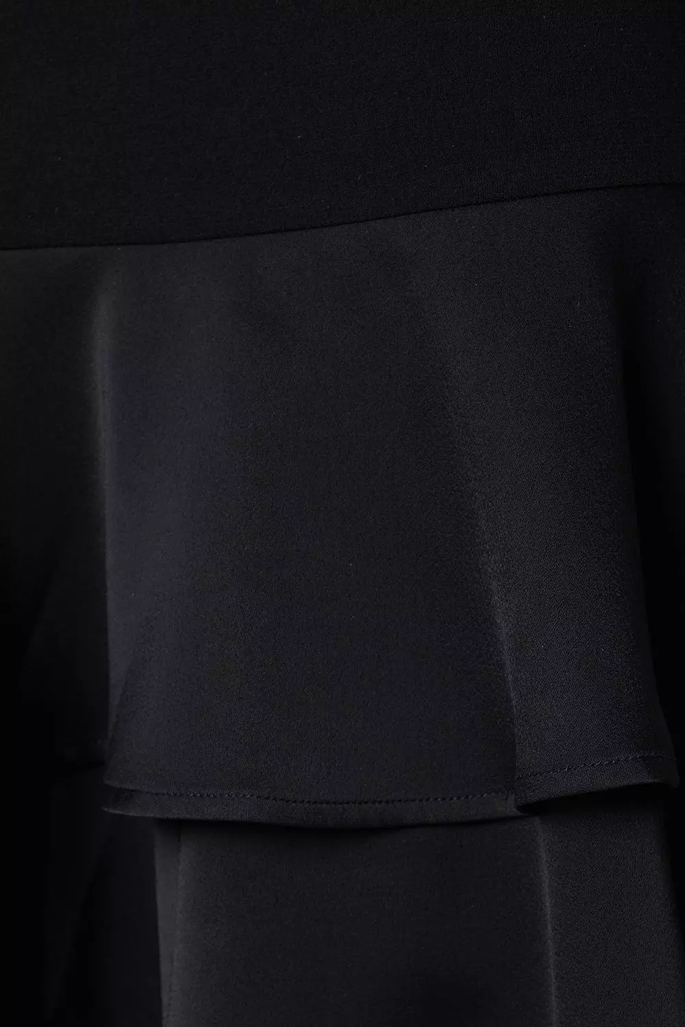 Black Satin Back Crepe Dress With Peplum   alternative image