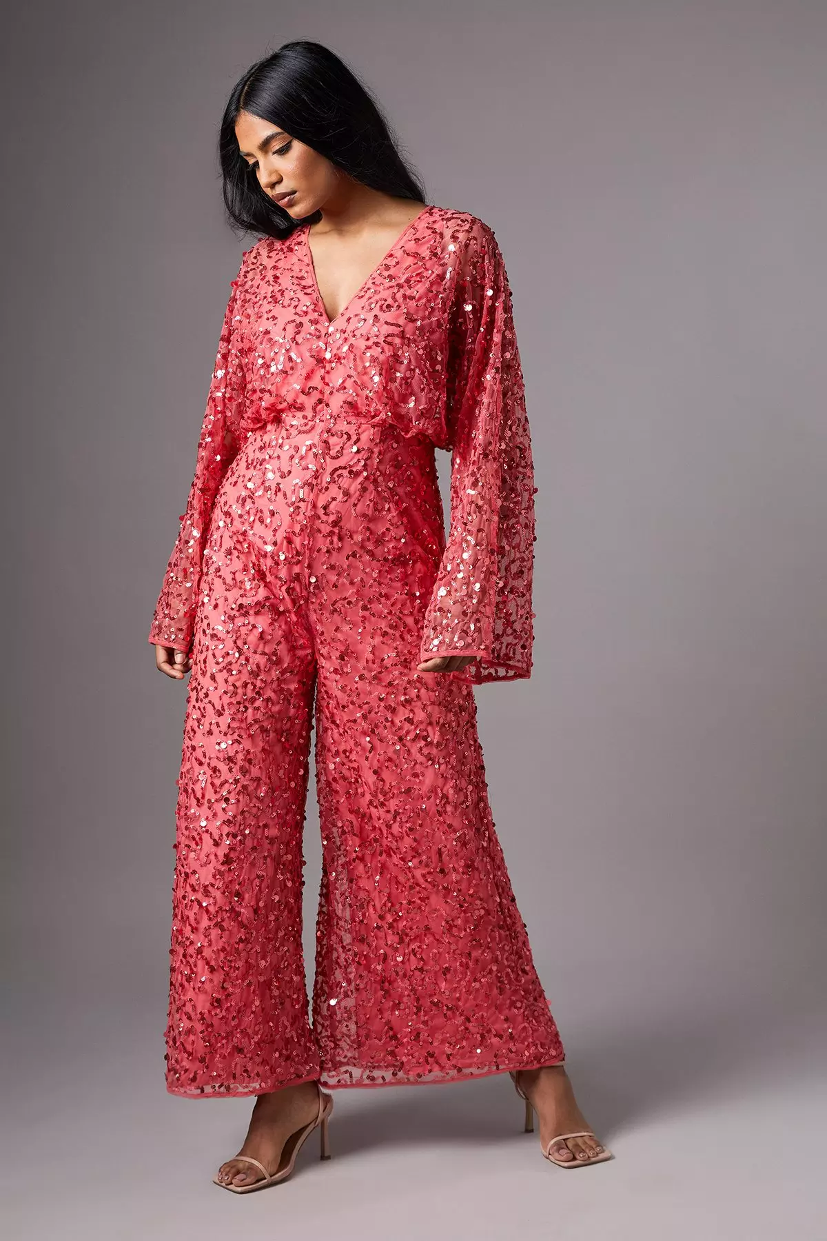 Blush Petite Sequin Batwing Jumpsuit  alternative image