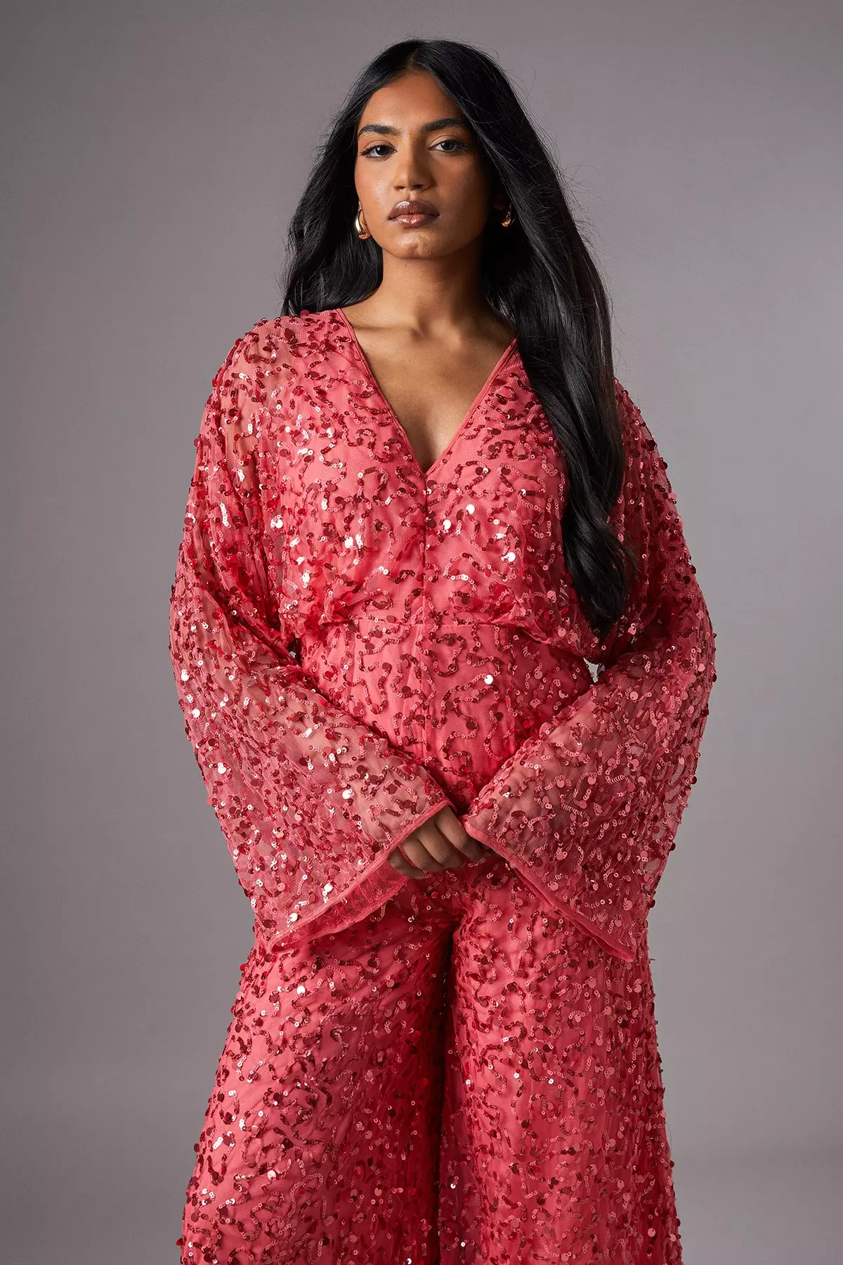 Blush Petite Sequin Batwing Jumpsuit  alternative image