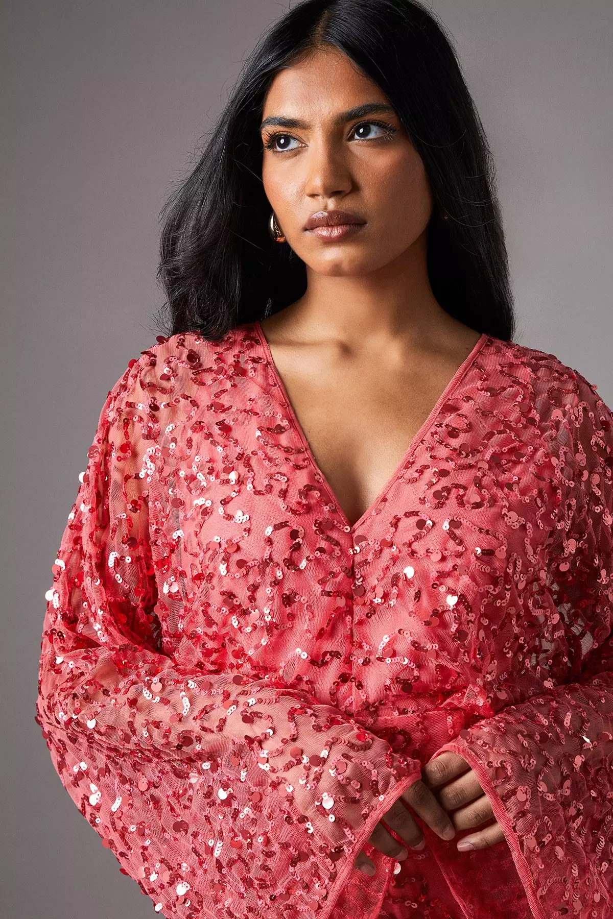 Blush Petite Sequin Batwing Jumpsuit  alternative image