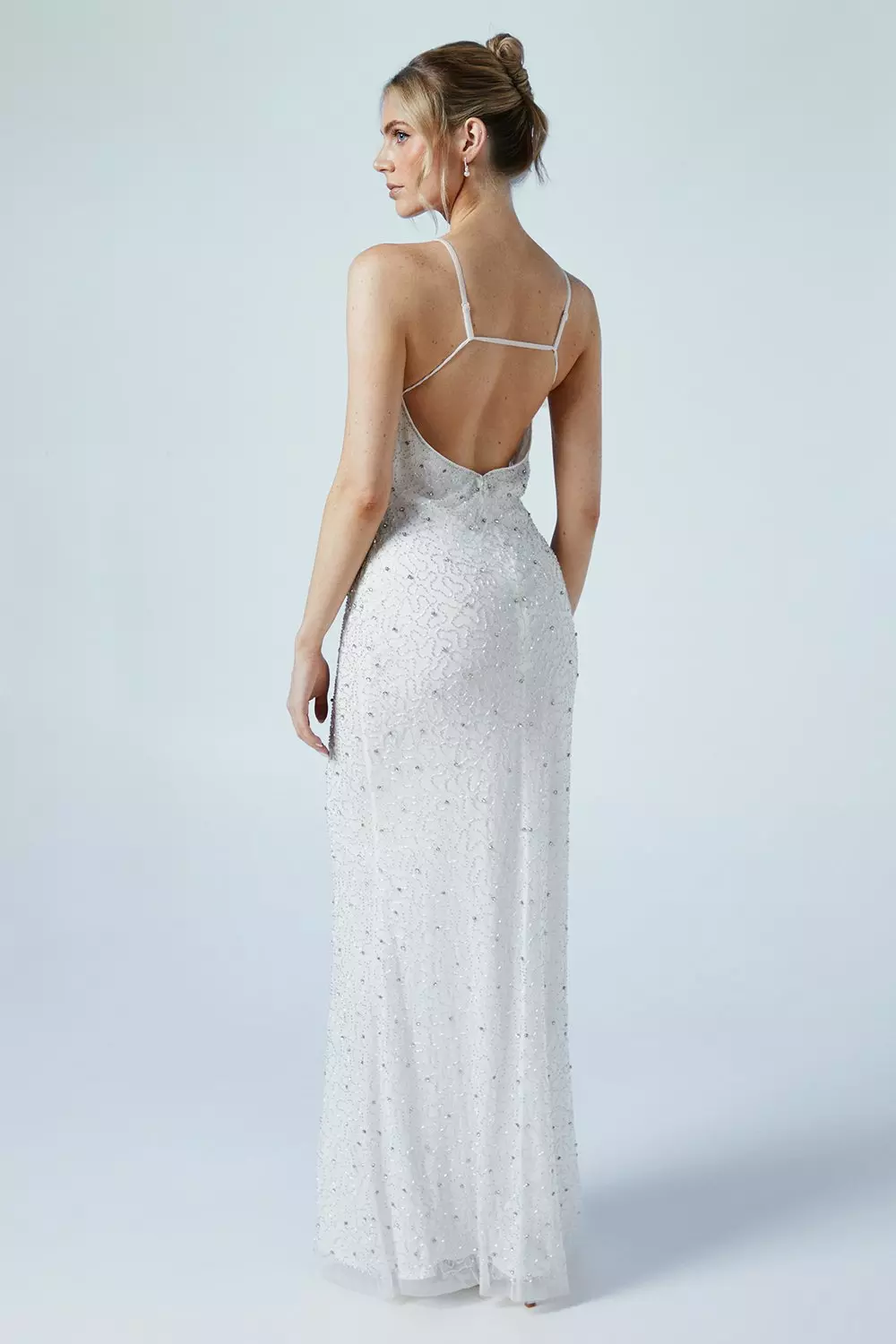 V Neck Strappy Beaded Wedding Dress | Karen Millen