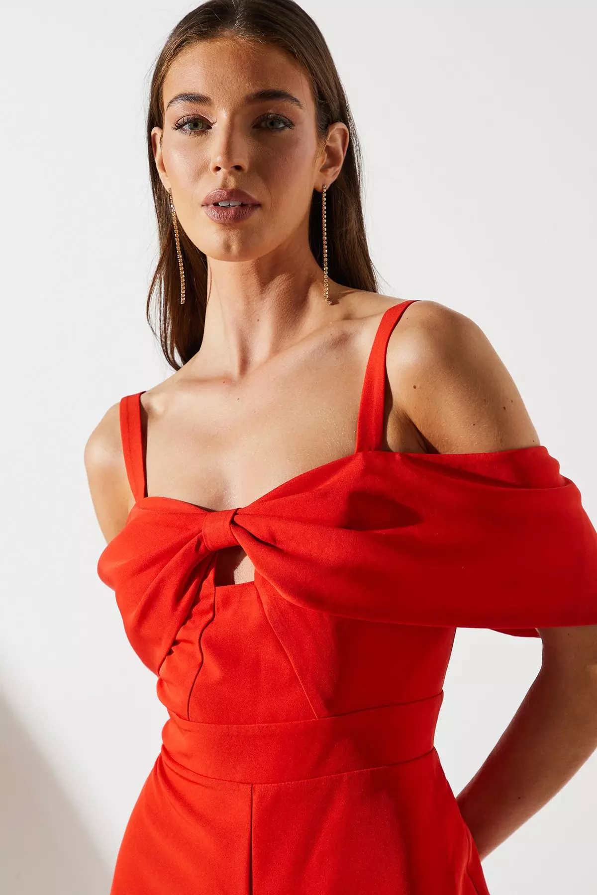 Bow Off The Shoulder Jumpsuit | Karen Millen