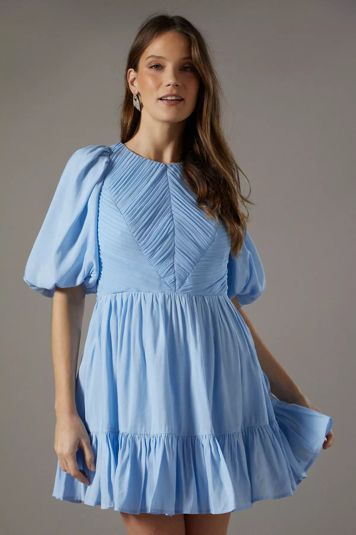 Blue Baby Pleat Organza Mini Dress alternative image