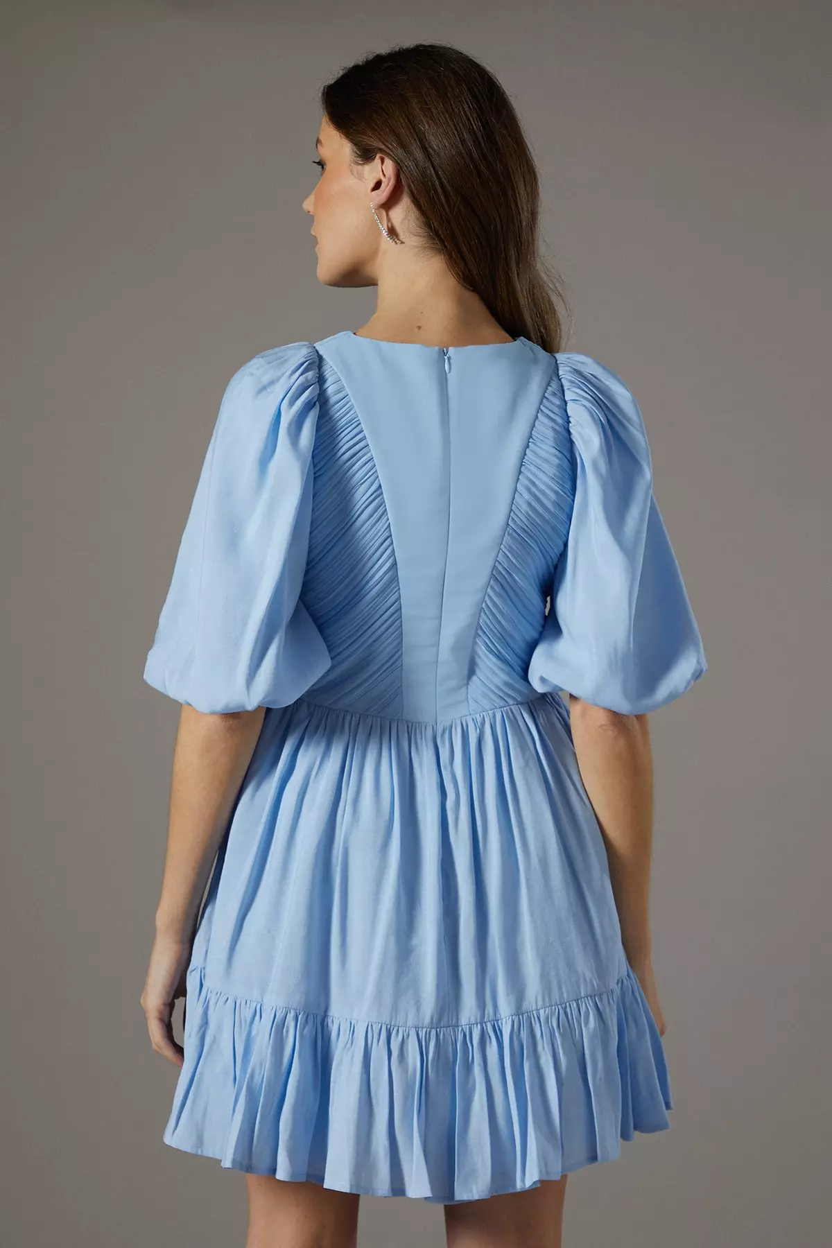 Blue Baby Pleat Organza Mini Dress alternative image