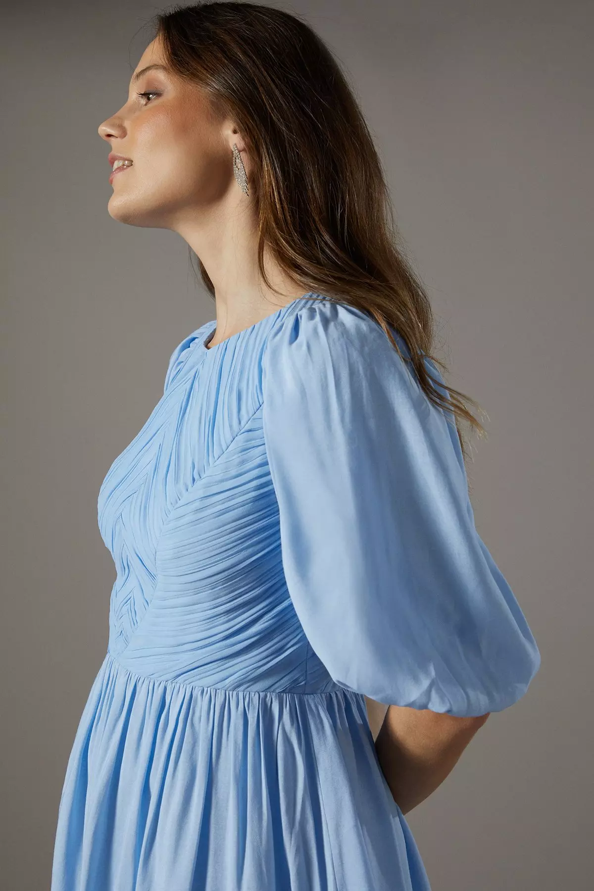 Blue Baby Pleat Organza Mini Dress alternative image