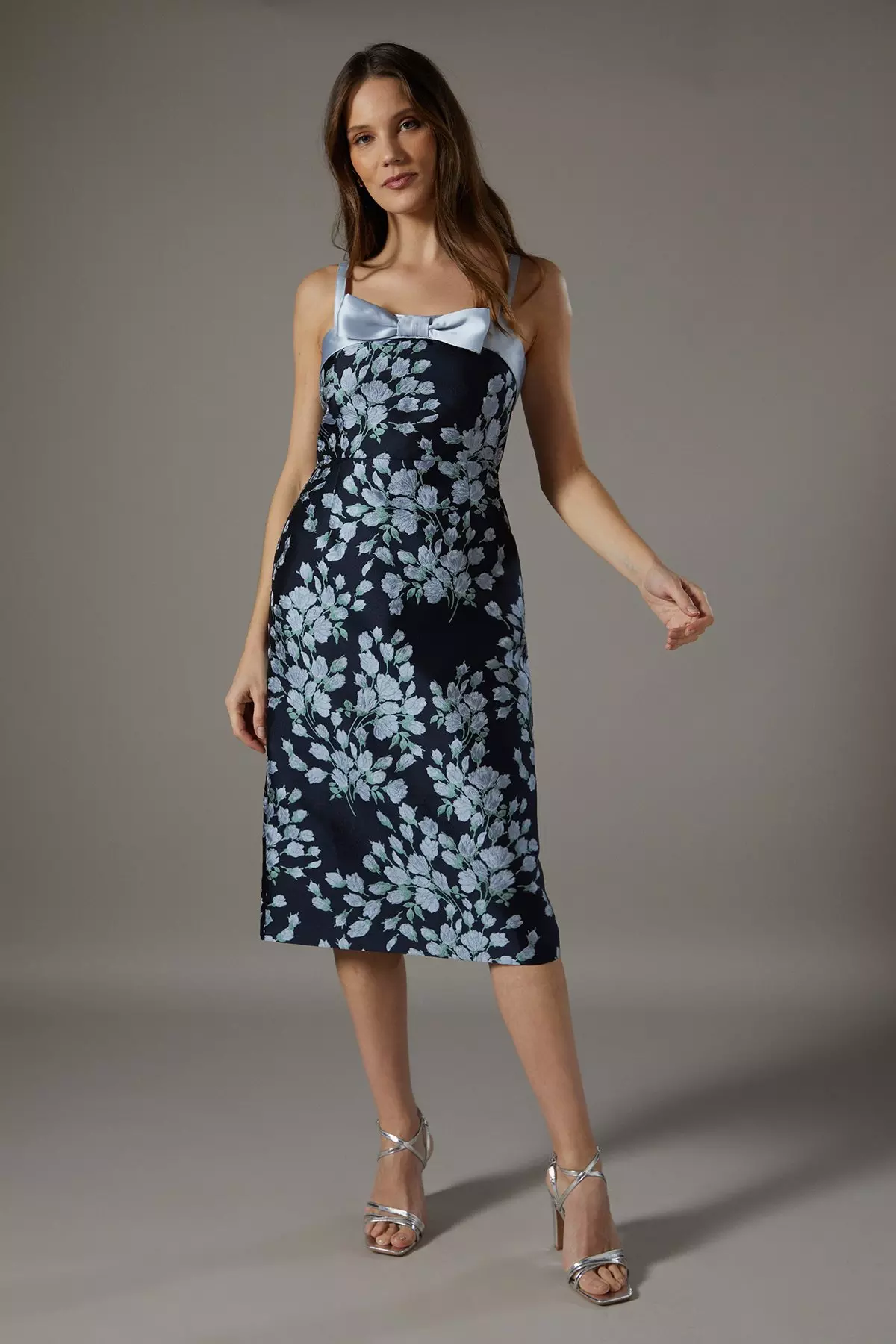 Midnight Jacquard Bow Fitted Mini Dress alternative image
