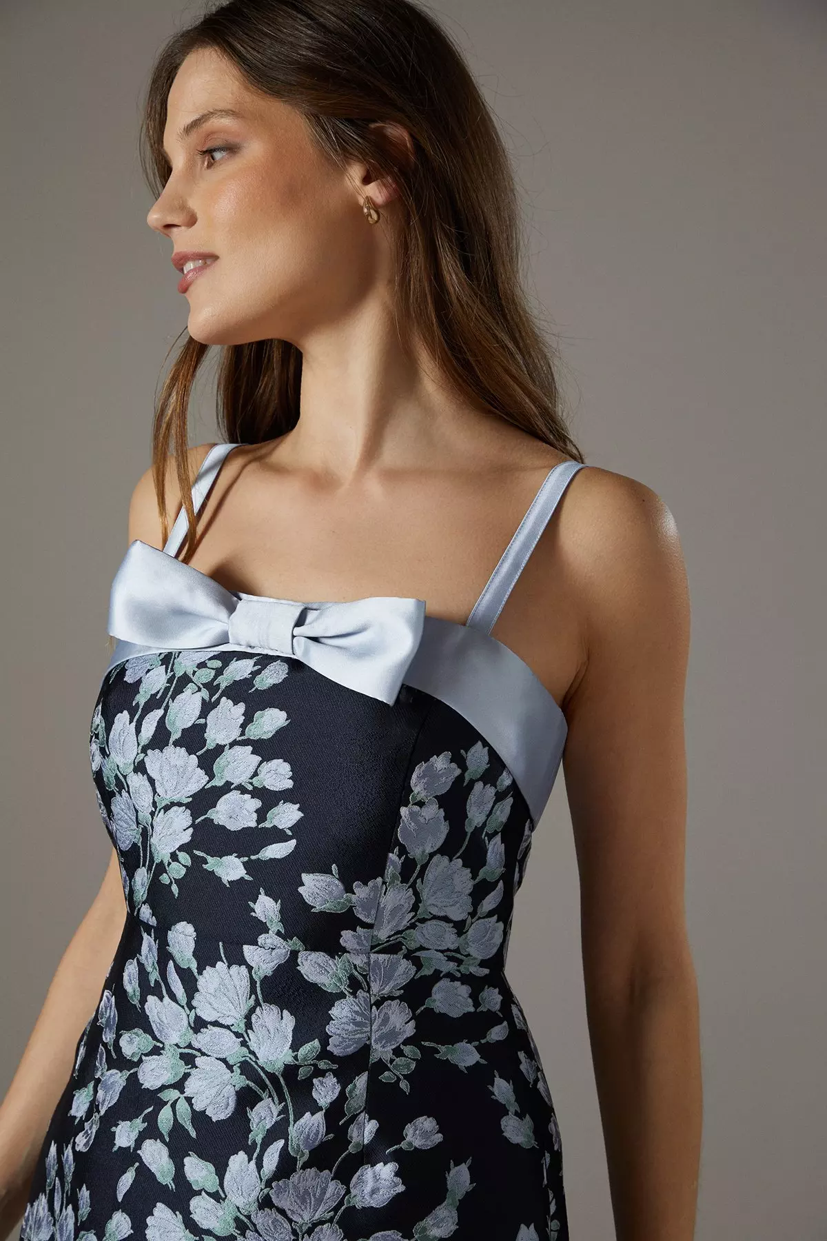 Midnight Jacquard Bow Fitted Mini Dress alternative image