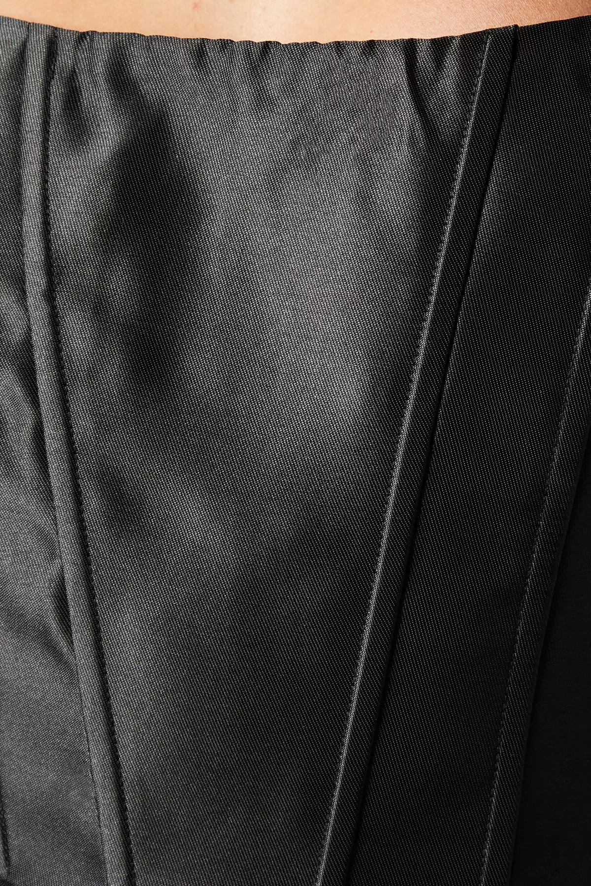 Corset Detail Twill Black Maxi Dress alternative image