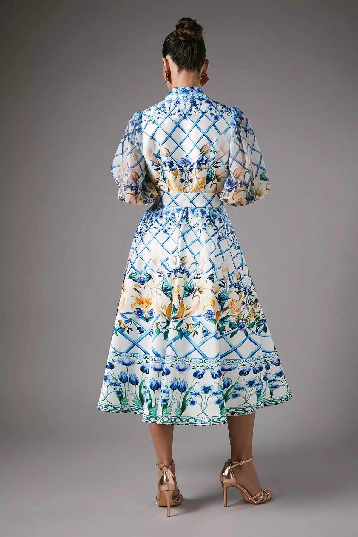 Multi Tile Printed Belted Midi Dress alternative image