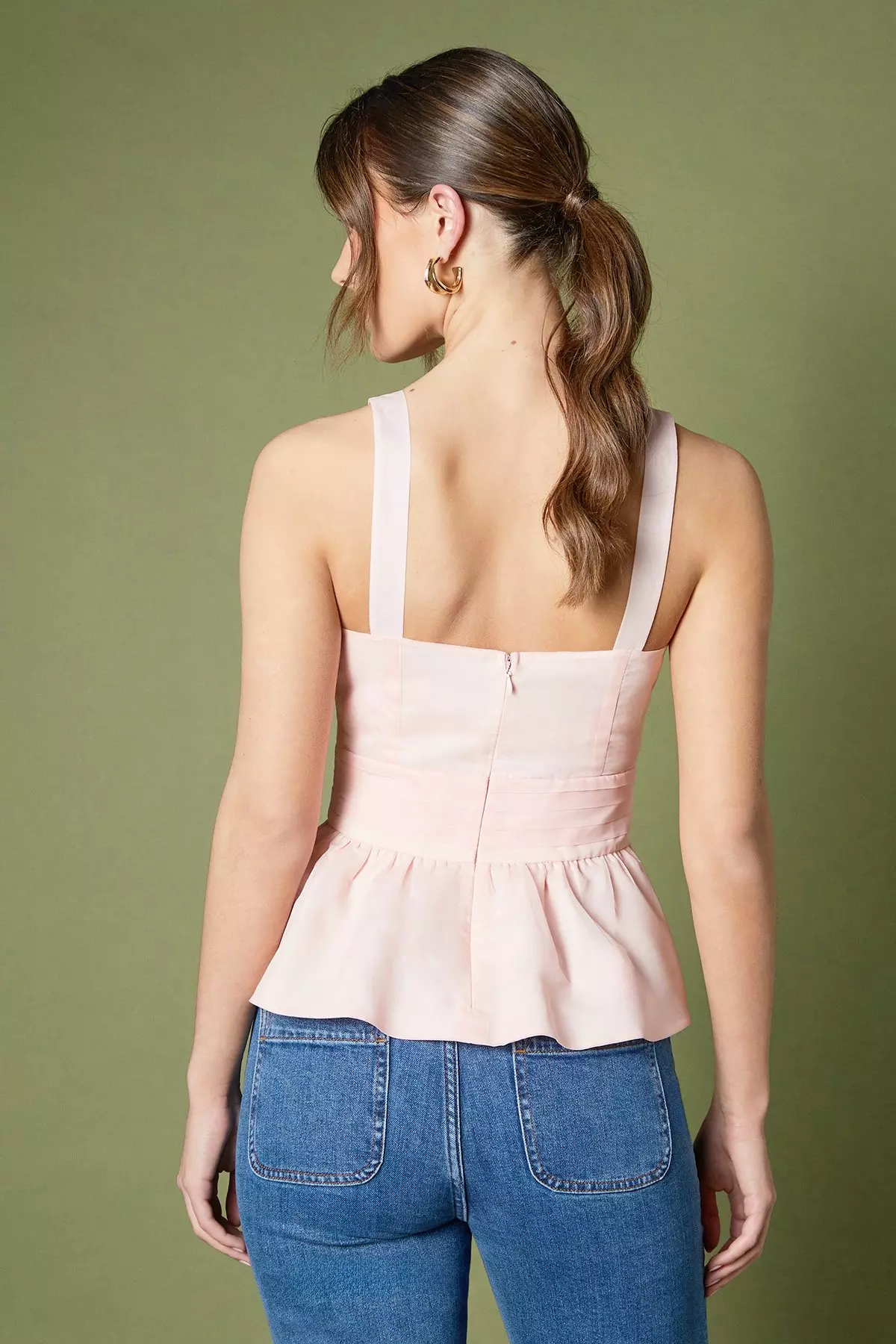 Peach Organza Floral Ruffle Fan Detail Top alternative image