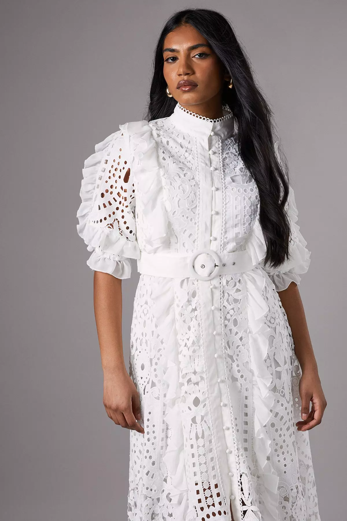 Coast☆Petite 3/4 Sleeve Lace Shirt Dress ワンピース【UK発】 Petite 3/4 Sleeve Lace Shirt Dress | Karen Millen