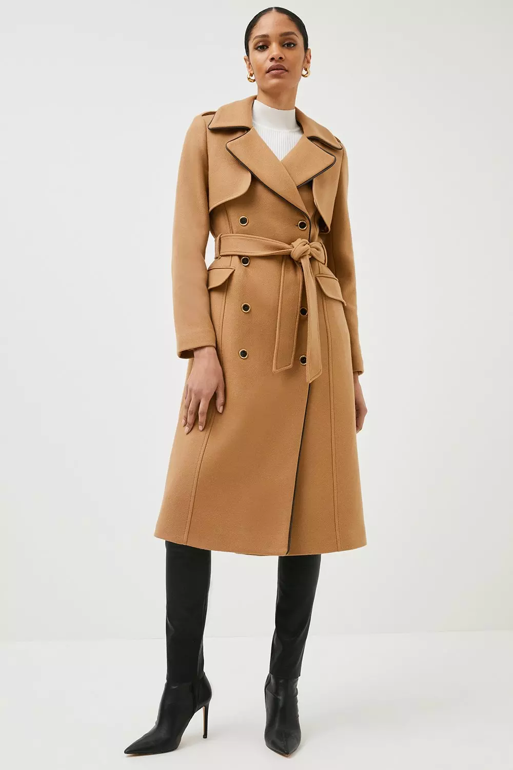 Italian Wool Military Double Breasted Coat Karen Millen