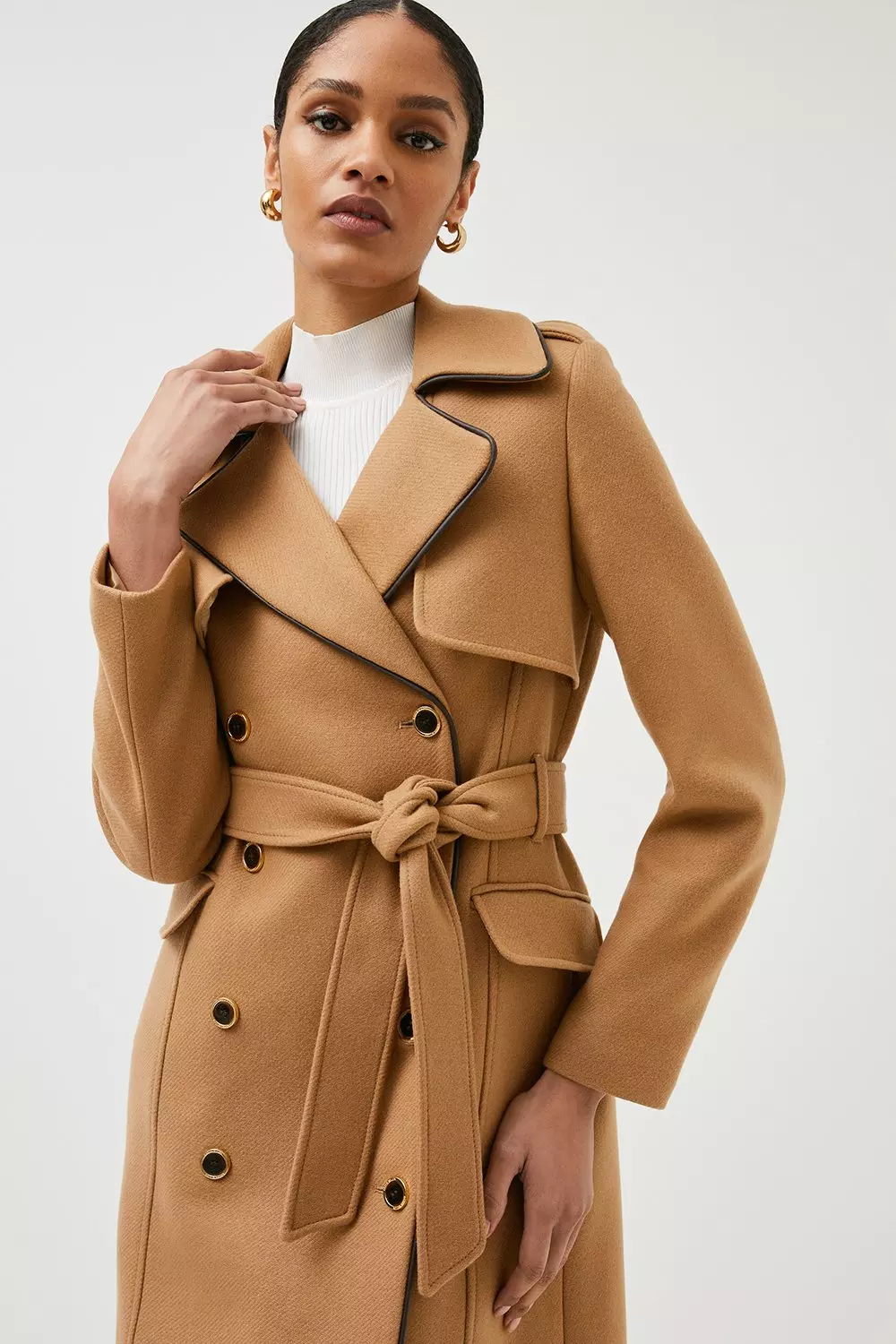 Italian Wool Military Double Breasted Coat Karen Millen