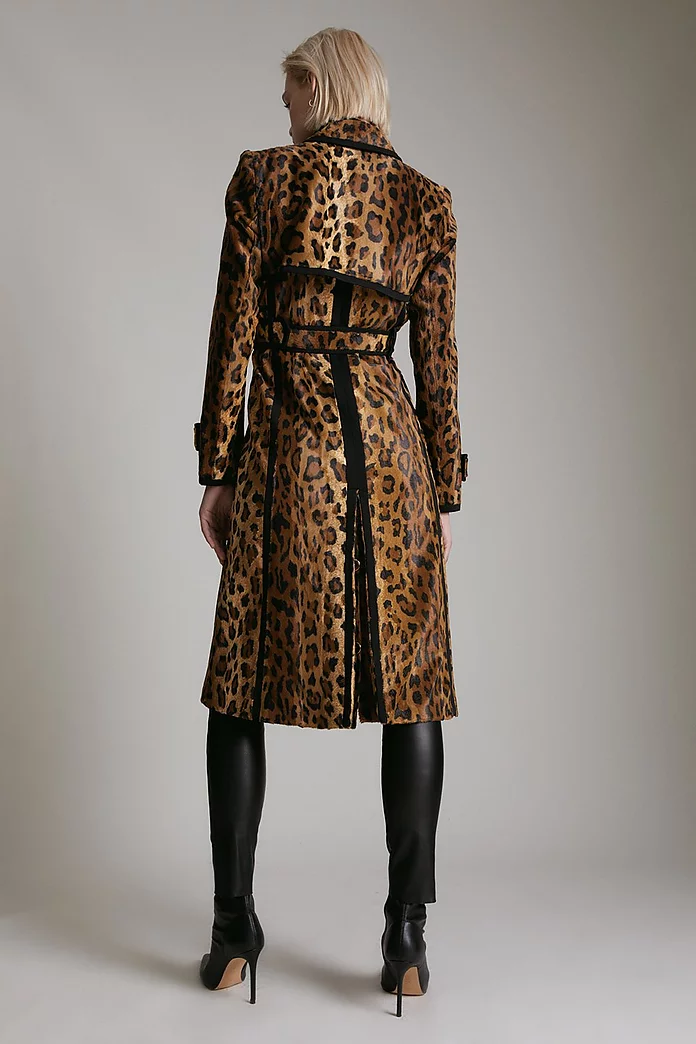 Signature Leopard Ponyskin Trench Coat | Karen Millen Signature Leopard Ponyskin Trench Coat | Karen Millen