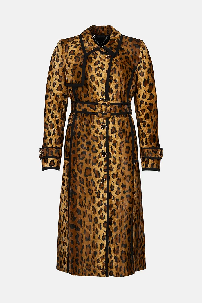 Signature Leopard Ponyskin Trench Coat | Karen Millen Signature Leopard Ponyskin Trench Coat | Karen Millen