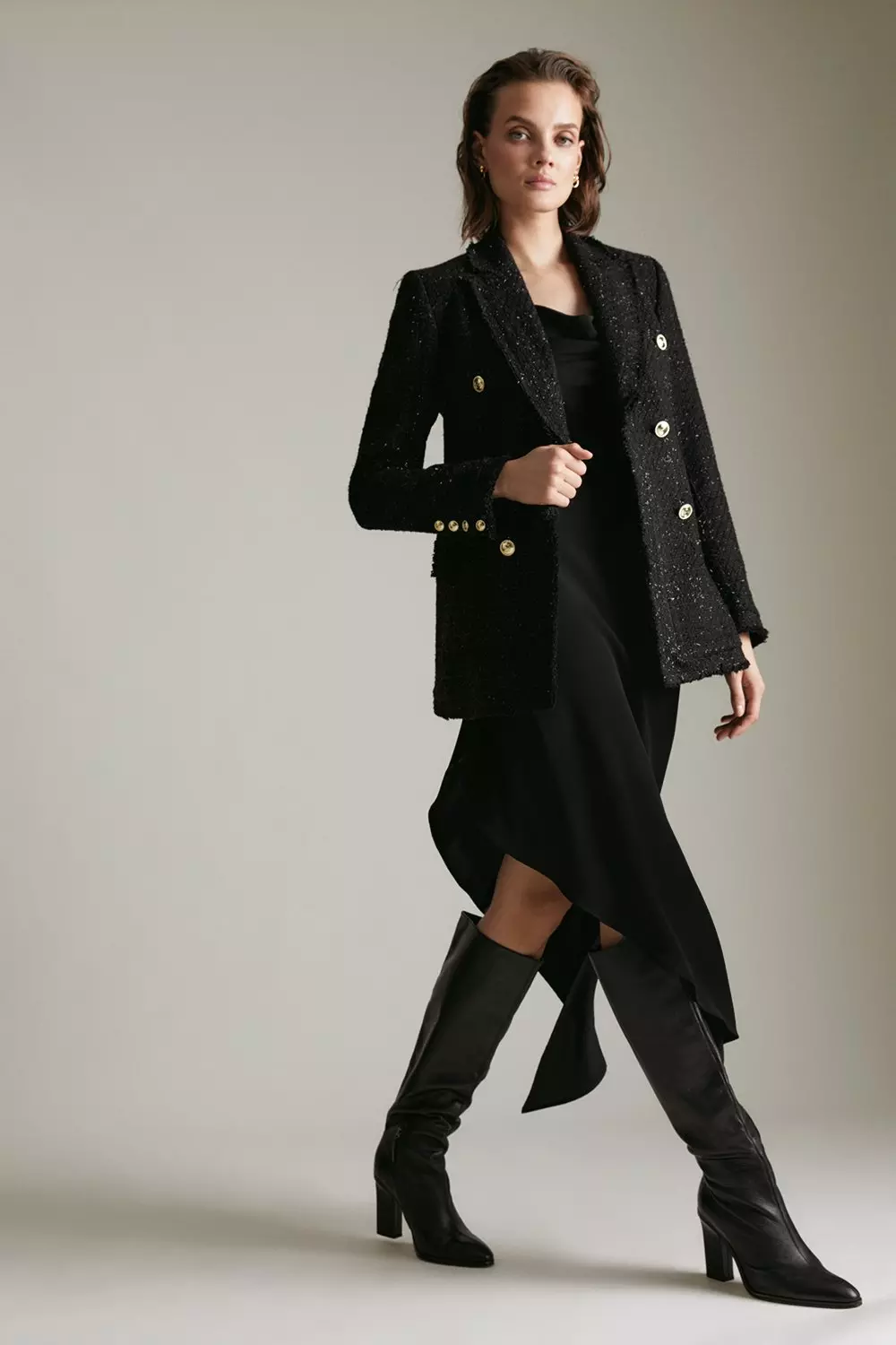 Longline Sparkle Boucle Blazer | Karen Millen
