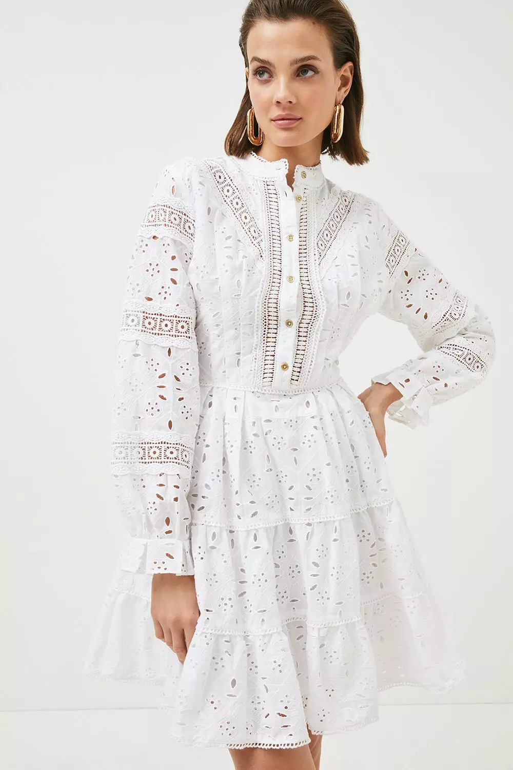 Karen millen white broderie dress hotsell