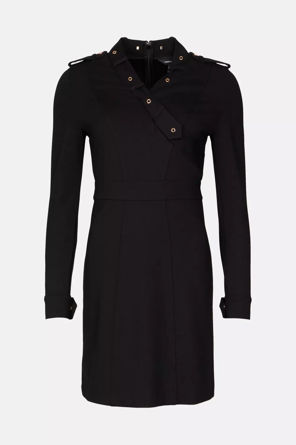 Black Ponte Wrap Front Tab Detail Jersey Dress alternative image