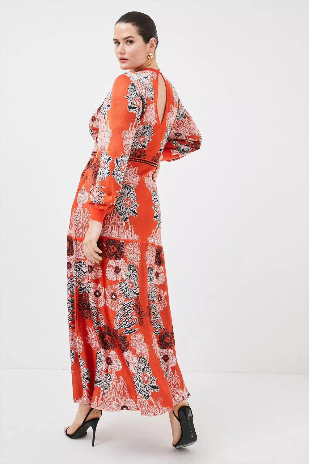 Red Plus size Mirrored Floral Slinky Knit Dress alternative image