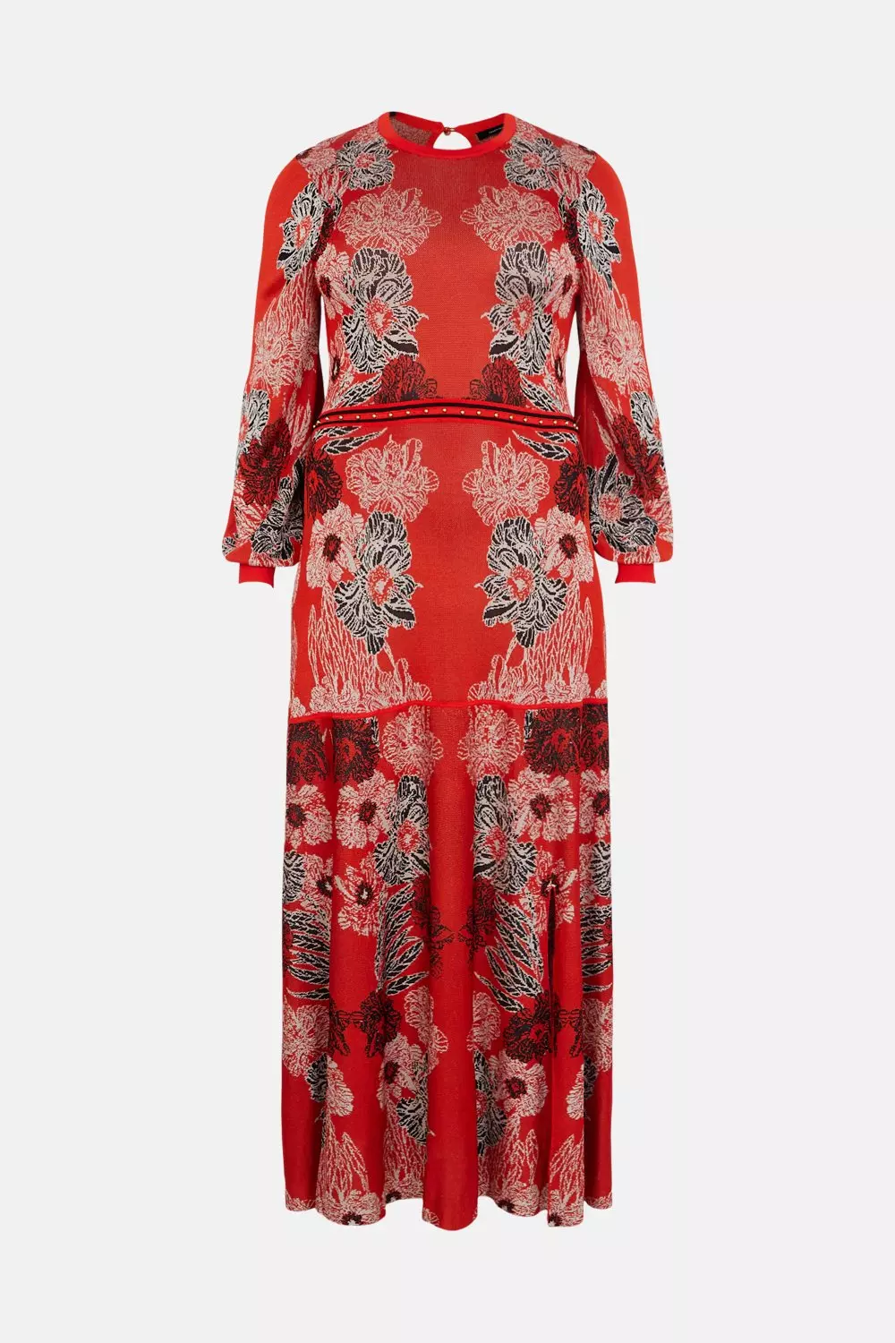 Red Plus size Mirrored Floral Slinky Knit Dress alternative image