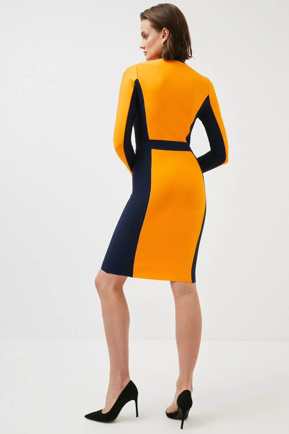 Colorblock Military Bandage Knit Dress | Karen Millen