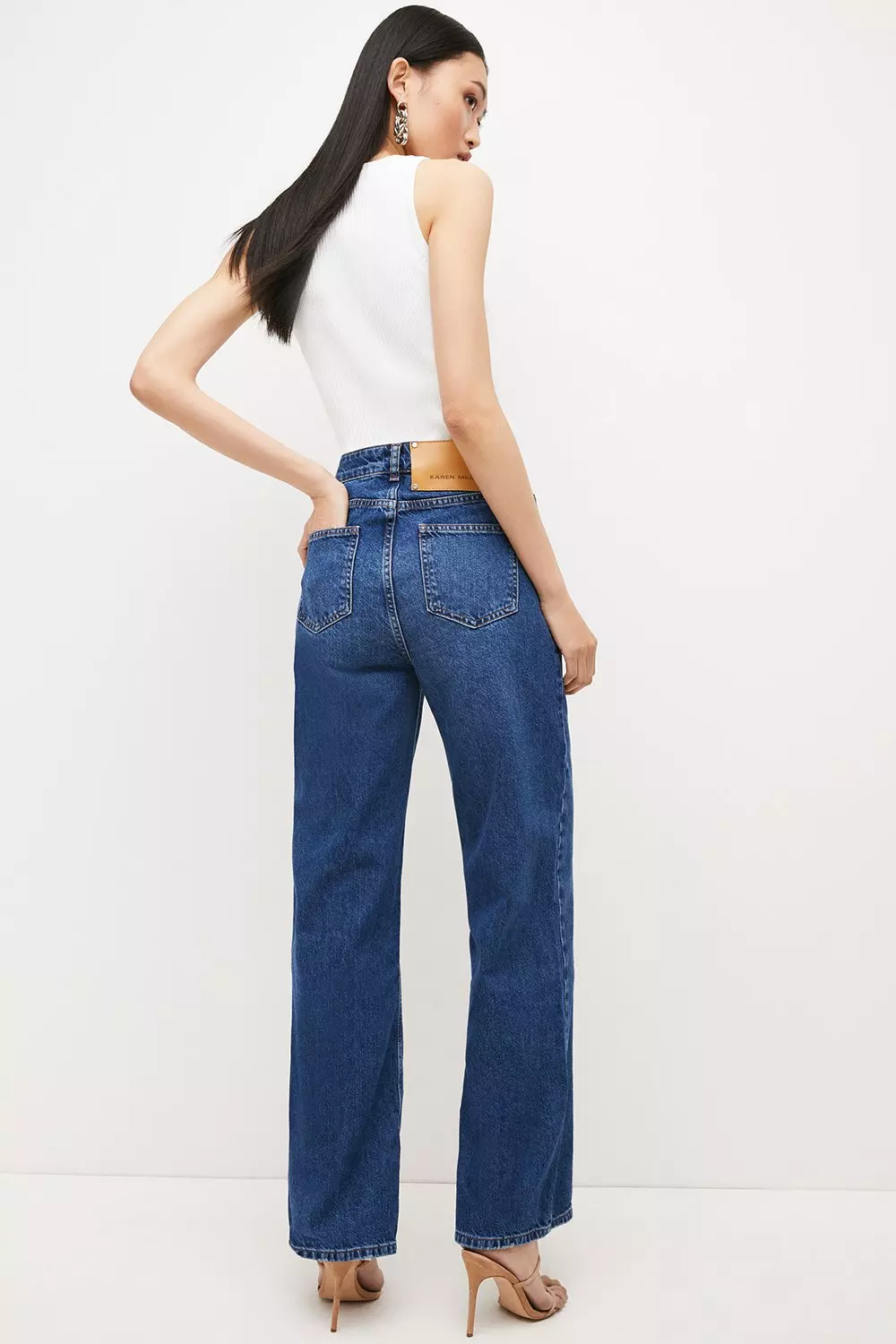 Mid wash Mid Rise Wide Leg Jeans alternative image