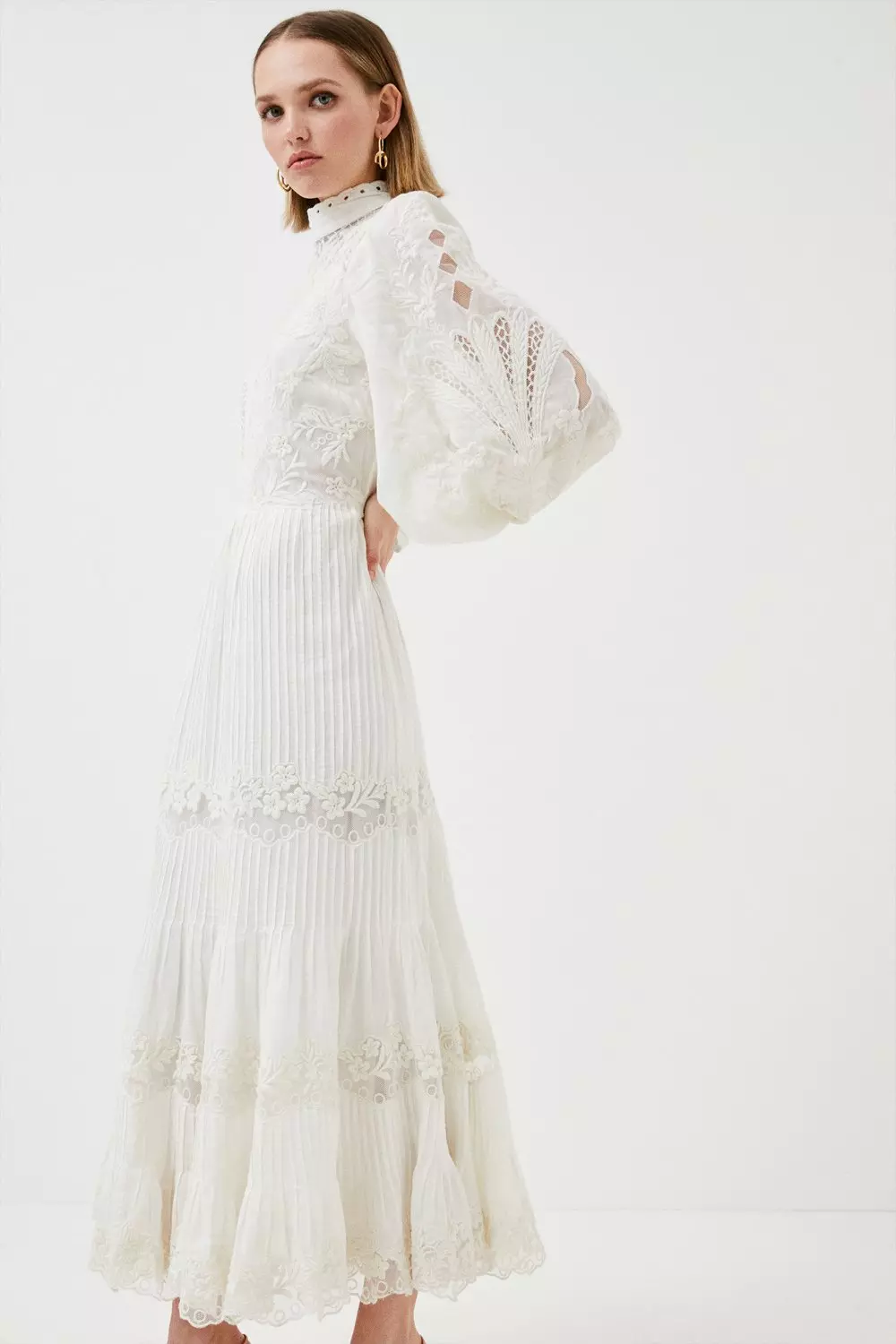 【KAREN MILLEN】ベルベットカットワーク ミディドレス bkk00386_white_xl?$