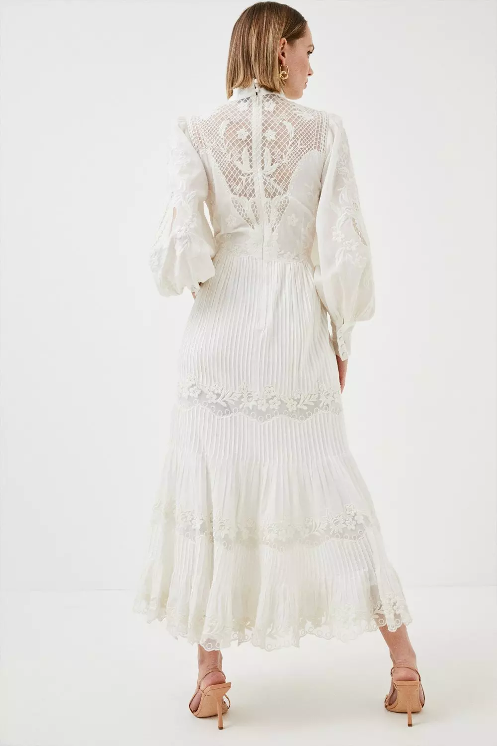 安心追跡【KAREN MILLEN】カットワーク コットン ミディドレス Petite Lydia Millen Cutwork Woven Maxi | Karen Millen