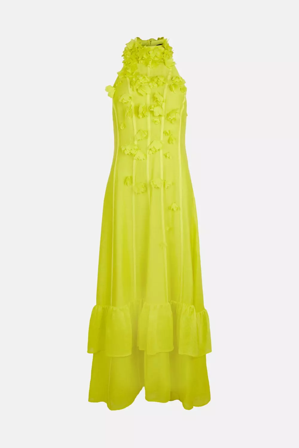 Yellow Applique Beaded Halter Woven Maxi Dress alternative image