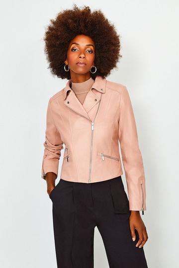 Leather Signature Biker Jacket blush