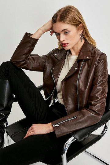 Brown Leather Signature Moto Jacket