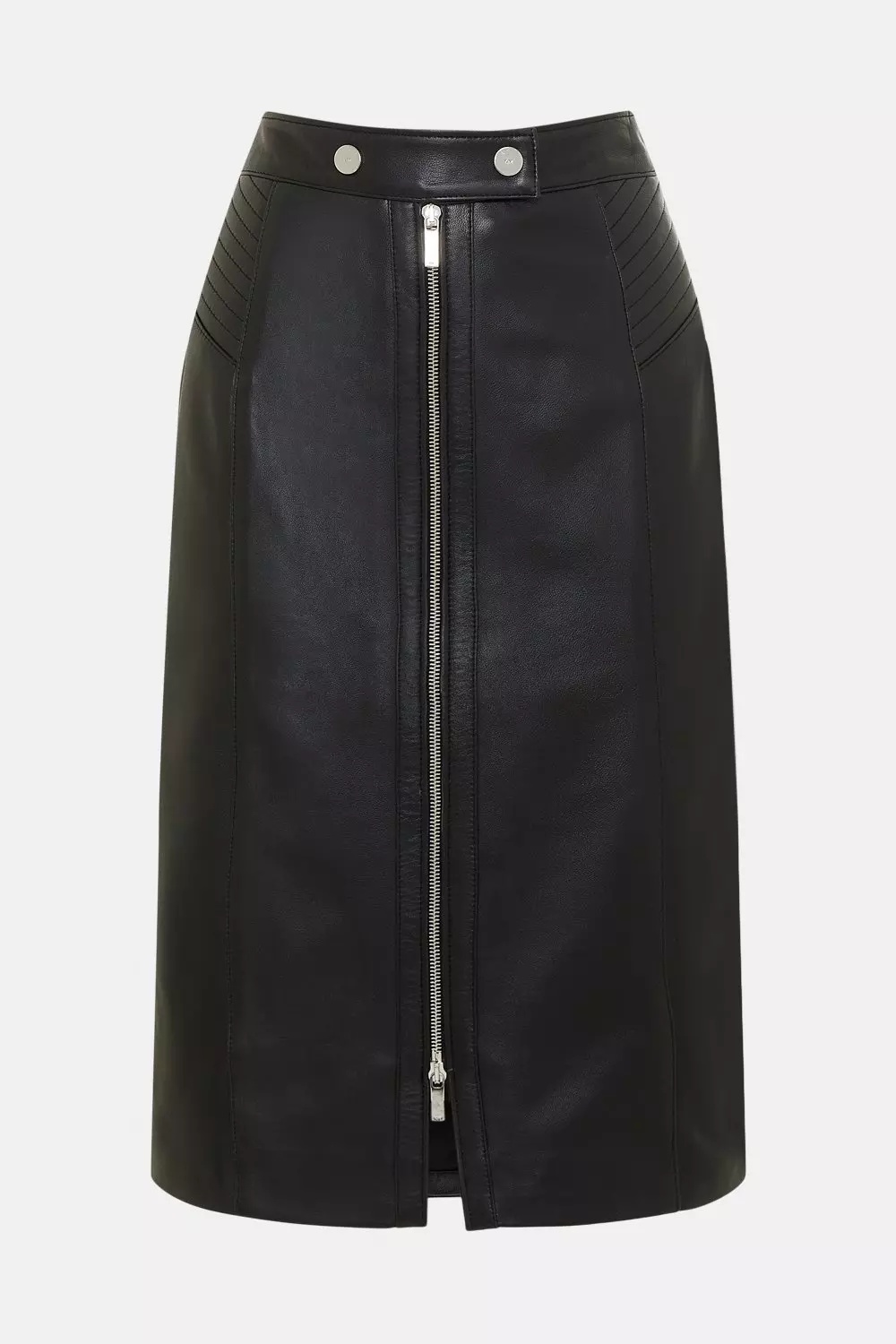 Leather Zip Through Biker Pencil Skirt | Karen Millen