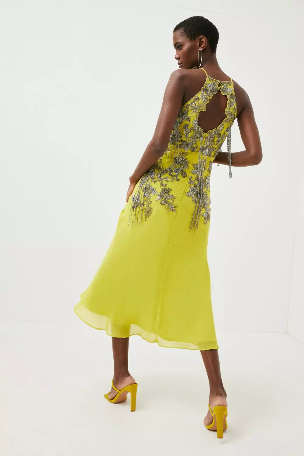 Beaded Embellished Fringed Satin Woven Slip | Karen Millen
