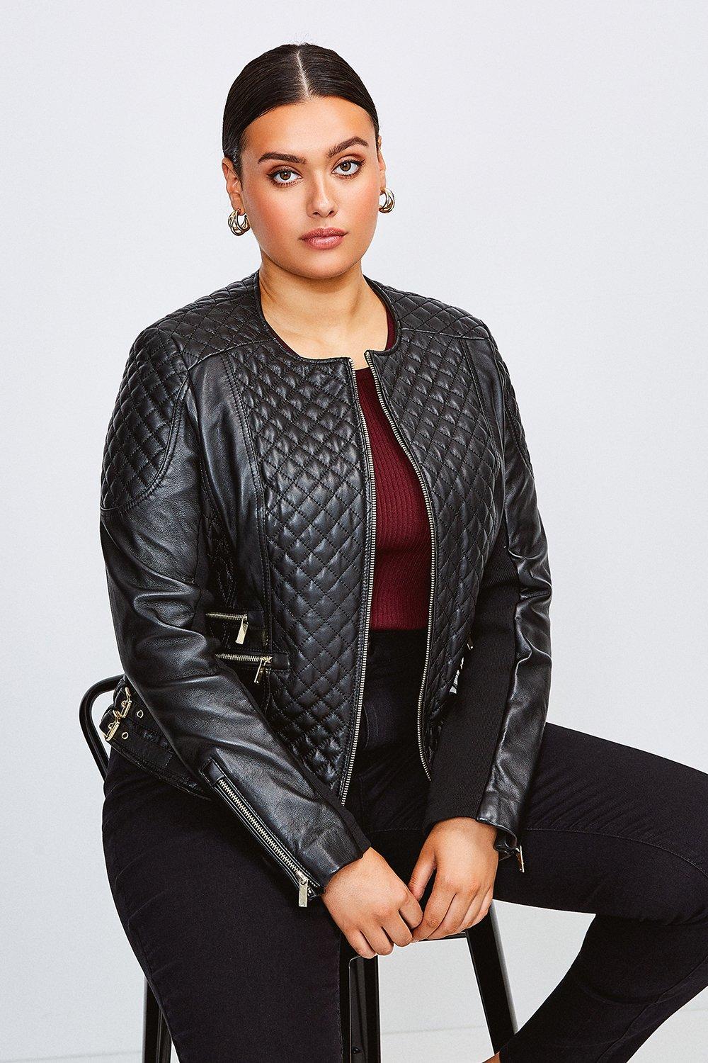 Karen millen quilted leather jacket hotsell